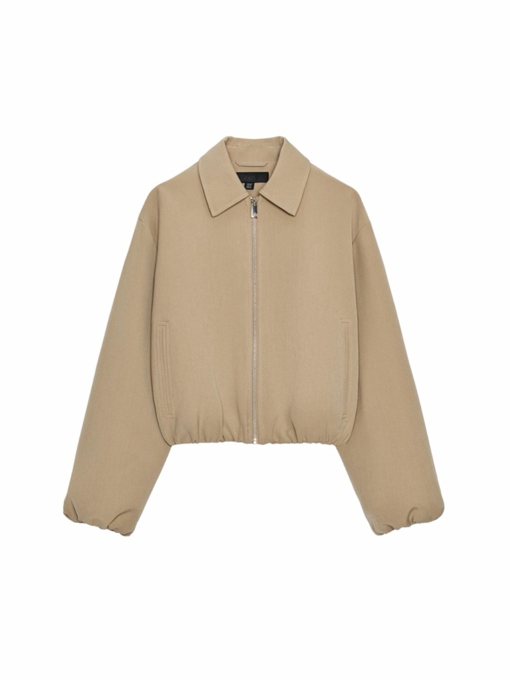 Zara Zipper Bomber Jacket in Beige